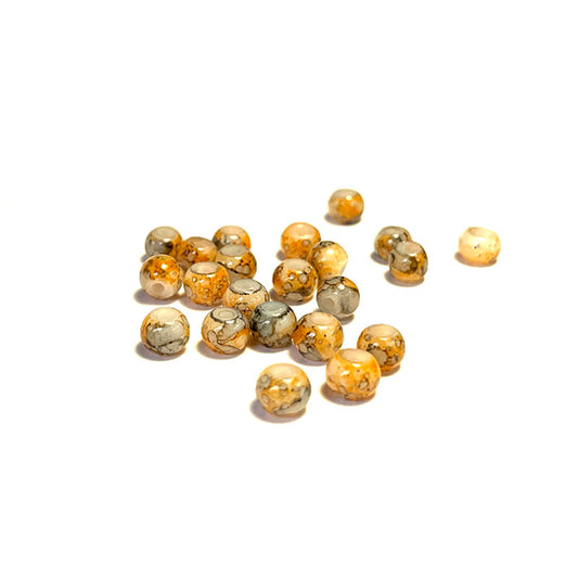 Round Coated Patterns Opaque Glass Beads 4-10mm