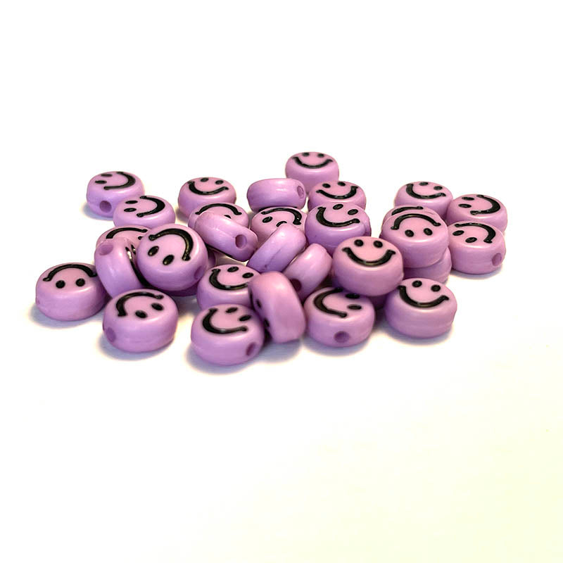 100 Stück 7 mm mehrfarbige Emoji-Lächeln-runde Acrylperlen