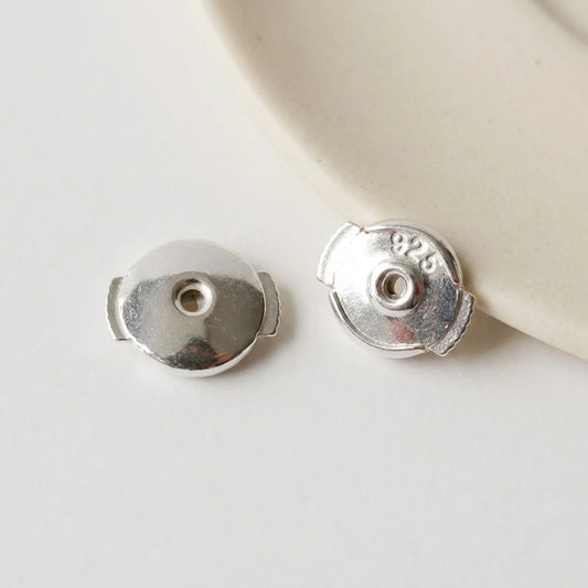 Sterling silver earring backs with 925 hallmark and secure post