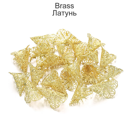 23x28mm Breloques Fleurs Anciennes Capuchons de Perles en Cuivre, 20pcs