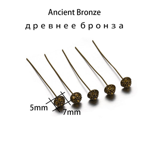 50mm Gold Flower Head Pins, 20pcs