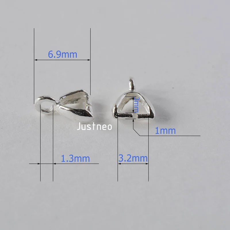 Solid 925 Sterling Silver Small Pinch Clip Bail Pendant Clasps Connector, jewelry DIY silver findings/components