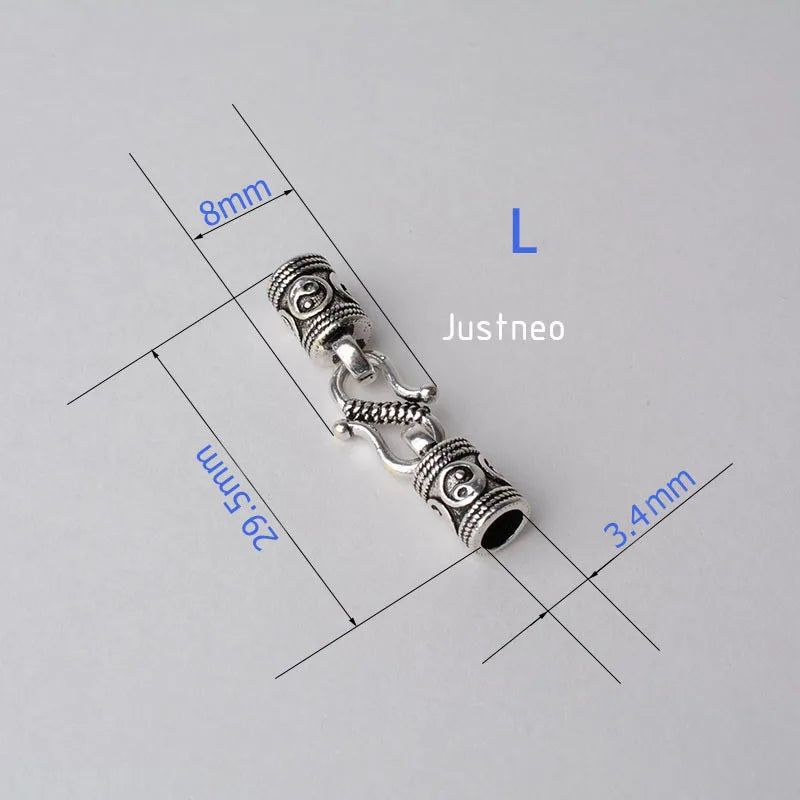 Antiqued solid 925 sterling silver S Clasp Leather Cord End Cap , silver jewelry diy findings/components