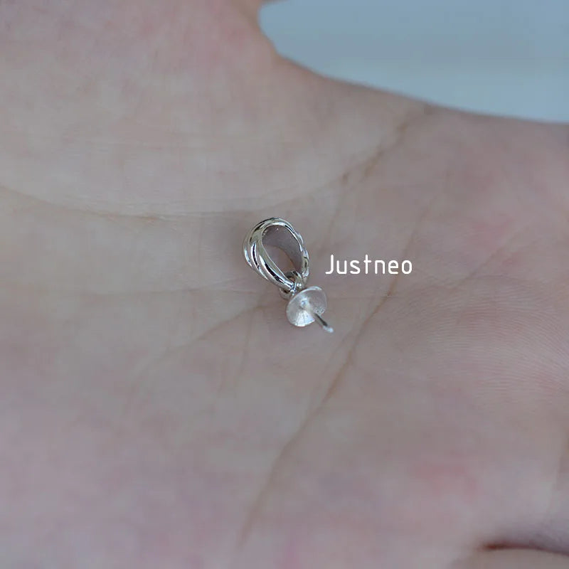 solid 925 sterling silver bail pendant clasp connector, pinch bail with cup peg for necklace & pendant jewelry, 1 piece