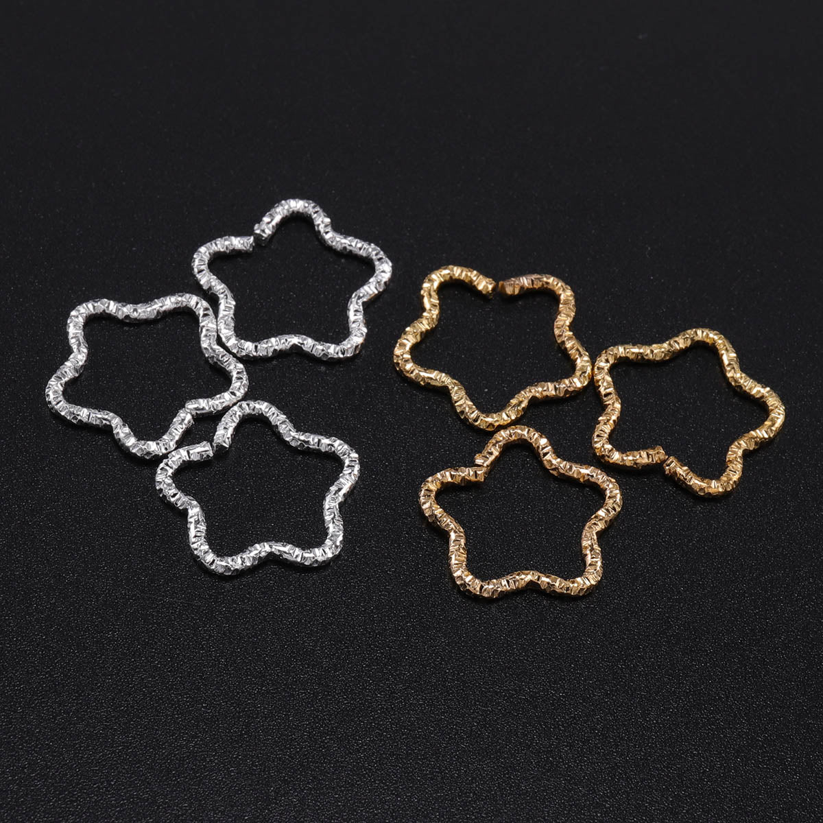 Gold Star 16.5mm Twisted Jump Rings, 50pcs