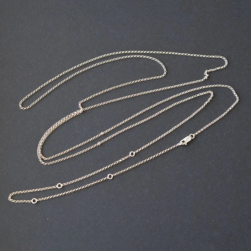 S925 Sterling Silver Rolo Chain Necklace 110cm (90cm +5cm*4 extender chain)