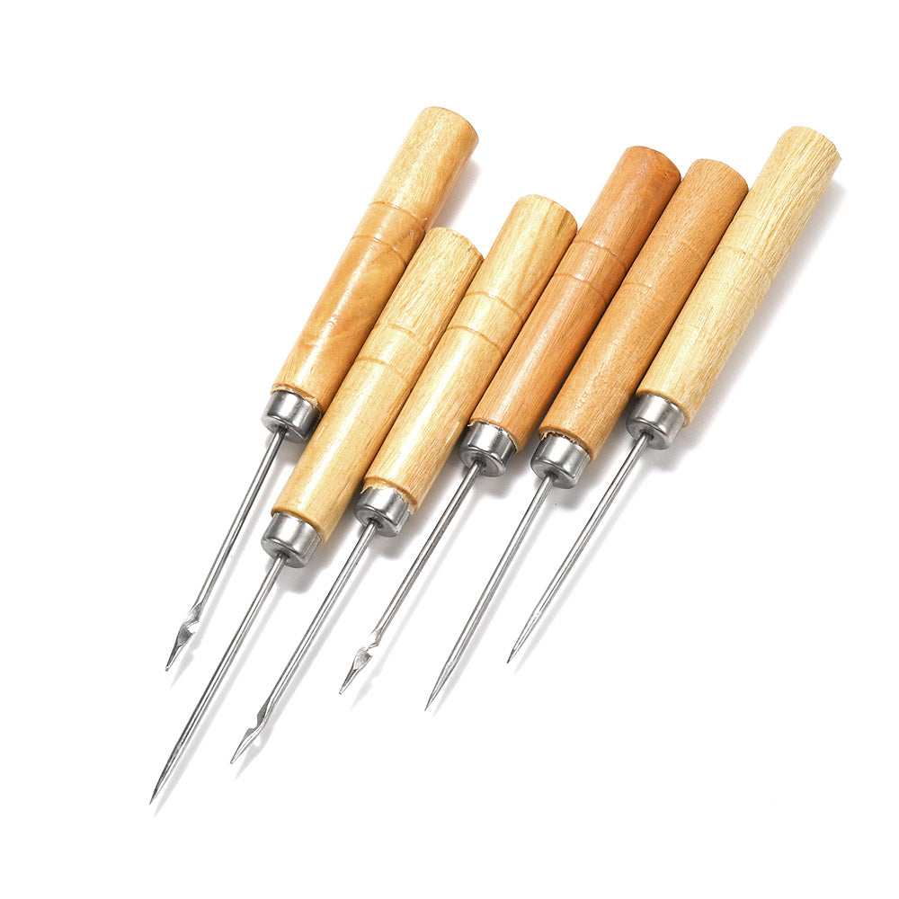 Poinçon de couture en bois, 2 pièces, pour la fabrication du cuir et des bijoux