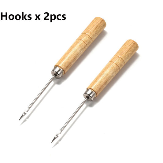 2pcs Wooden Sewing Awl for Leather & Jewelry Crafting