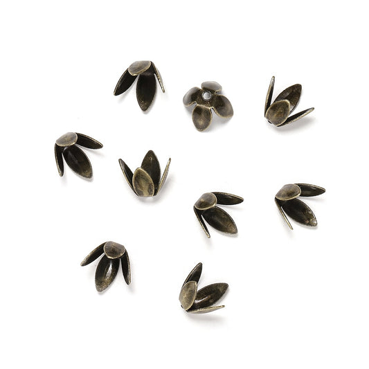 Gold Plated Flower Bead Caps, 100pcs