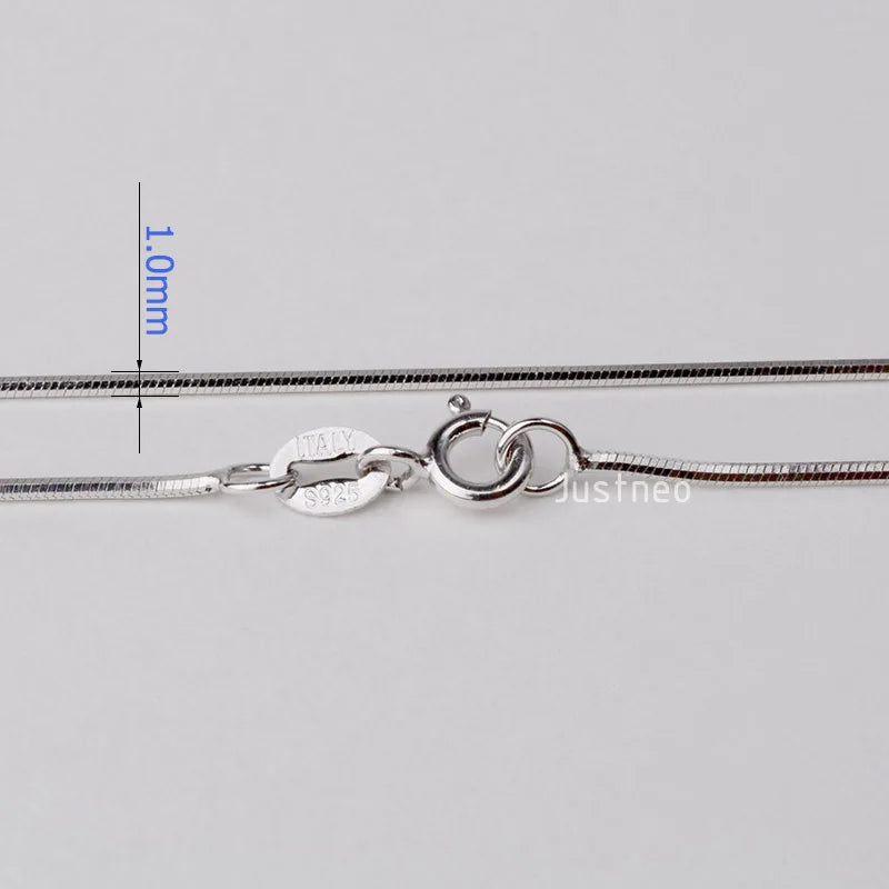 JustNeo Solid 925 Sterling Silver snake Chain Necklace,Basic Chains for Pendants
