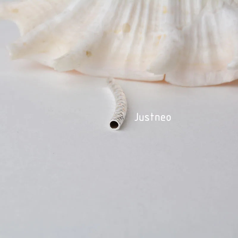 1piece, 2mm solid 925 sterling silver curved Faceted tube spacer beads connector for necklace&pendant bracelet jewelry making