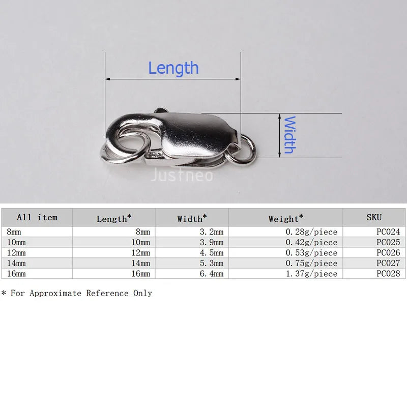 Solid 925 Sterling Silver Lobster Claw Trigger Clasp with Closed Jump Rings for Necklace/bracelet Jewelry, Rhodium plated, 1 pc