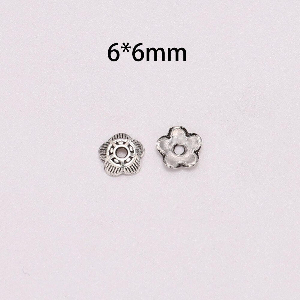 6mm 5-Petal Relief Flower Bead Caps, 100pcs