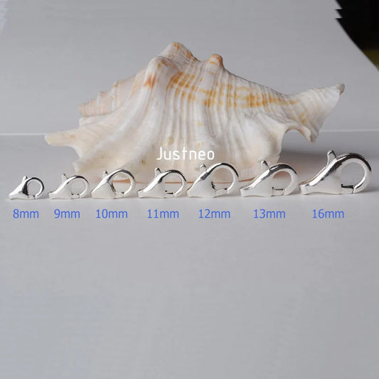 Solid 925 Sterling Silver Lobster Claw Clasp 8-16mm