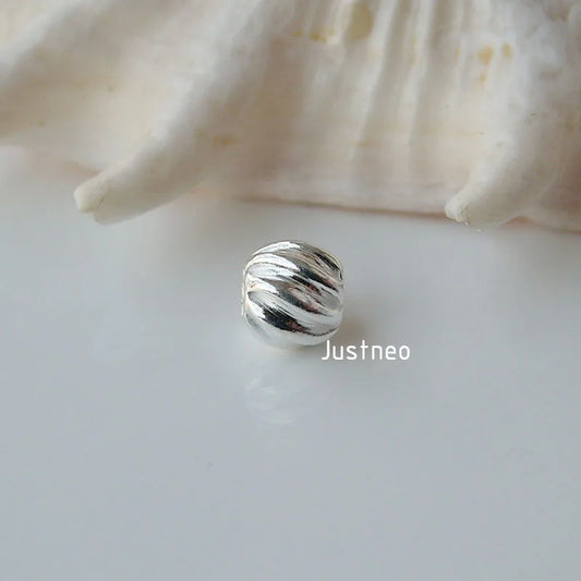 sterling silver beads,solid 925 sterling silver round corrugated spacer beads for necklace/bracelet jewelry, 1 piece
