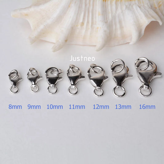Solid 925 Sterling Silver Lobster Trigger Clasp with 2 Closed Jump Rrings for Necklace/bracelet Rhodium plated ,1piece