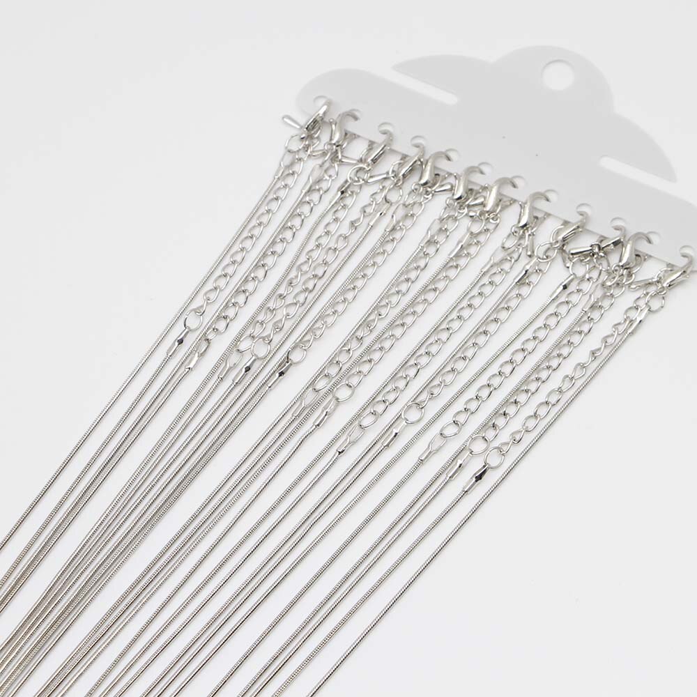 Chaînes de collier serpent à fermoir mousqueton White K, paquet de 12 pièces