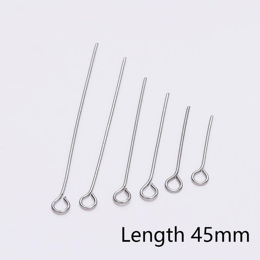 20-50mm Stainless Steel Eye Pins, 100pcs