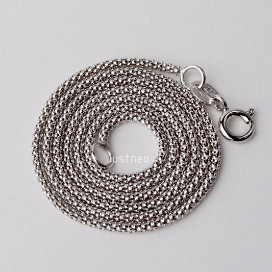 JustNeo Solid 925 Sterling Silver popcorn Chain Necklace,Basic Chains for Pendants