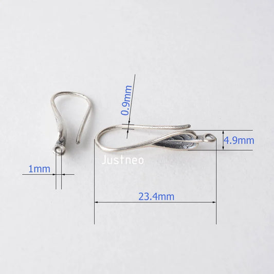 ear hook, solid 925 sterling silver leaves Shaped earring wire hooks, Thai Silver earring findings components, Jewelry DIY