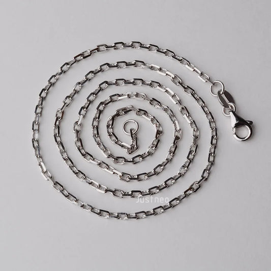 JustNeo solid 925 sterling silver oval cable chain necklace with rhodium plate 16-28inch,Basic Chains for Pendants