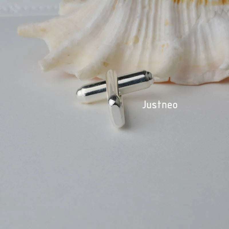 Solid 925 Sterling Silver Cufflink Fitting Base Round Bar with U Arm Assembled, DIY components