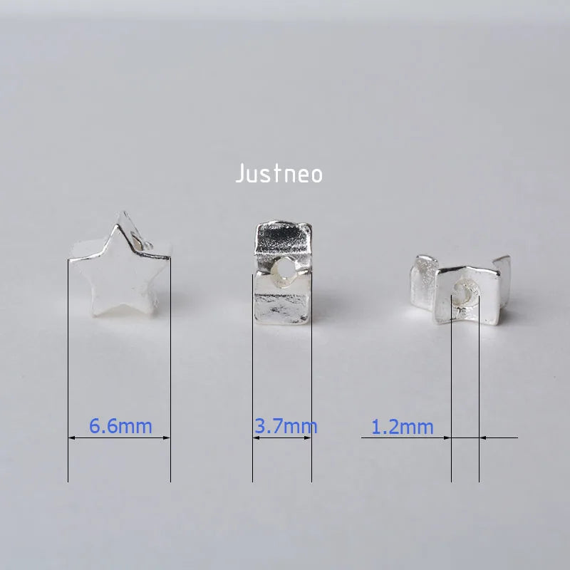 solid 925 sterling silver five-pointed star charm beads, spacer loose bead with 1.2mm hole jewelry diy components accessories