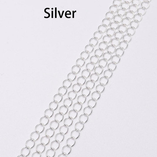 2.5 2.8 3.6 4.8 mm Long Open Link Ring Extended Extension Necklace Chains, 5m lot