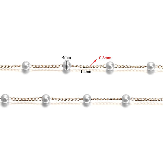 Imitation Pearl Chain Beads, 50-500cm bag