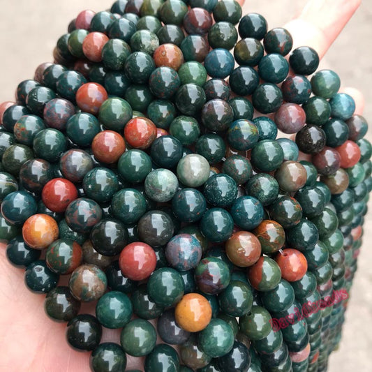 Genuine Heliotrope Bloodstone Beads, 4-12mm, 15.5'' strand