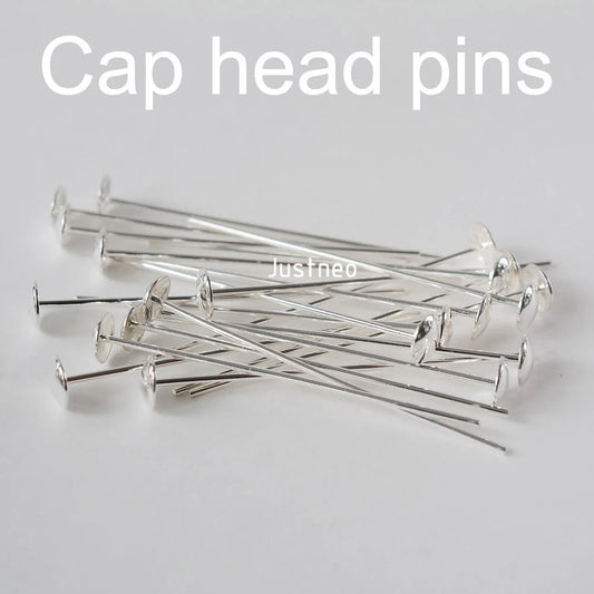 925 sterling silver bead cap head pins for Gemstone Jewelry Making Beads,T-pins Needles Pin Jewelry Findings