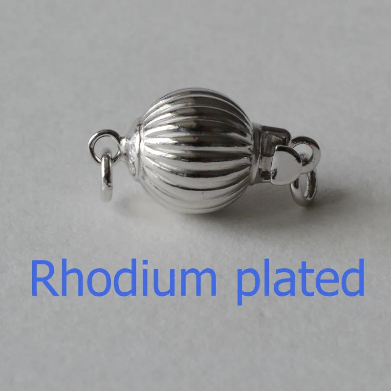 solid 925 sterling silver clasp,round corrugated box tab buckle with safety loop clasp
