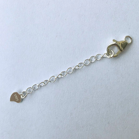Solid 925 Sterling Silver 10mm Lobster Trigger Clasp with 5cm Extender Chain Plain Silver,Rhodium/Gold plated