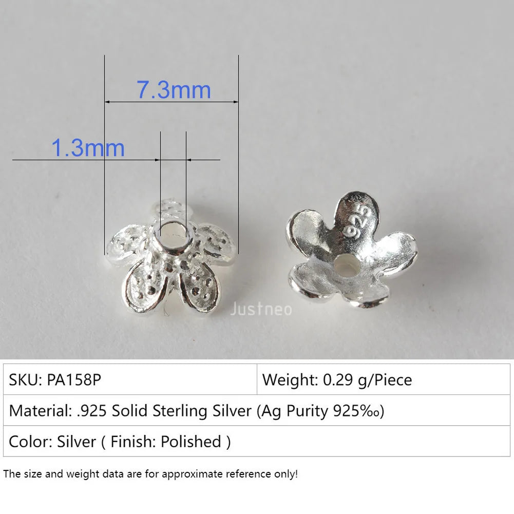 solid 925 sterling silver flower bead cap, spacer bead caps, jewelry diy silver findings/components
