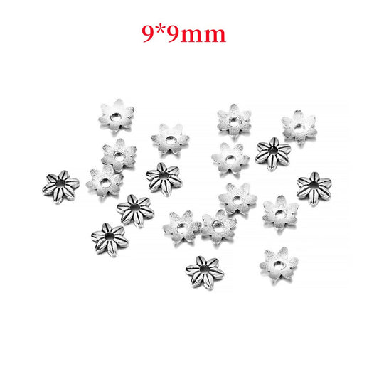 Capuchon de perles en forme de fleur d'hexagramme tibétain de 9 mm, 50 pièces