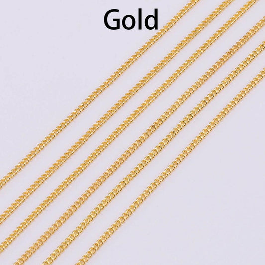 1.3 1.6 2.0 2.5 mm Gold Necklace Chains, 5 m lot