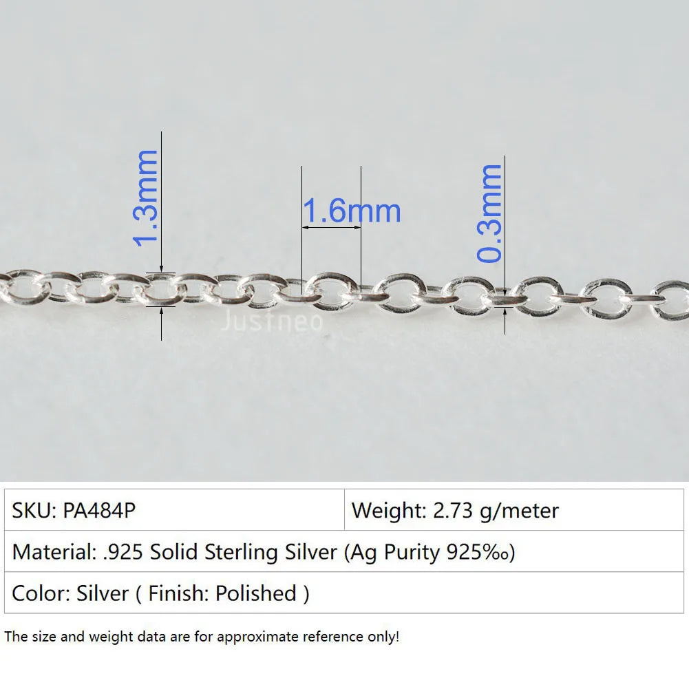 Silver Chain for Jewelry making, 925 Sterling Silver Oval Cable Chain bulk Loose Rope Link Diy Components and Finding