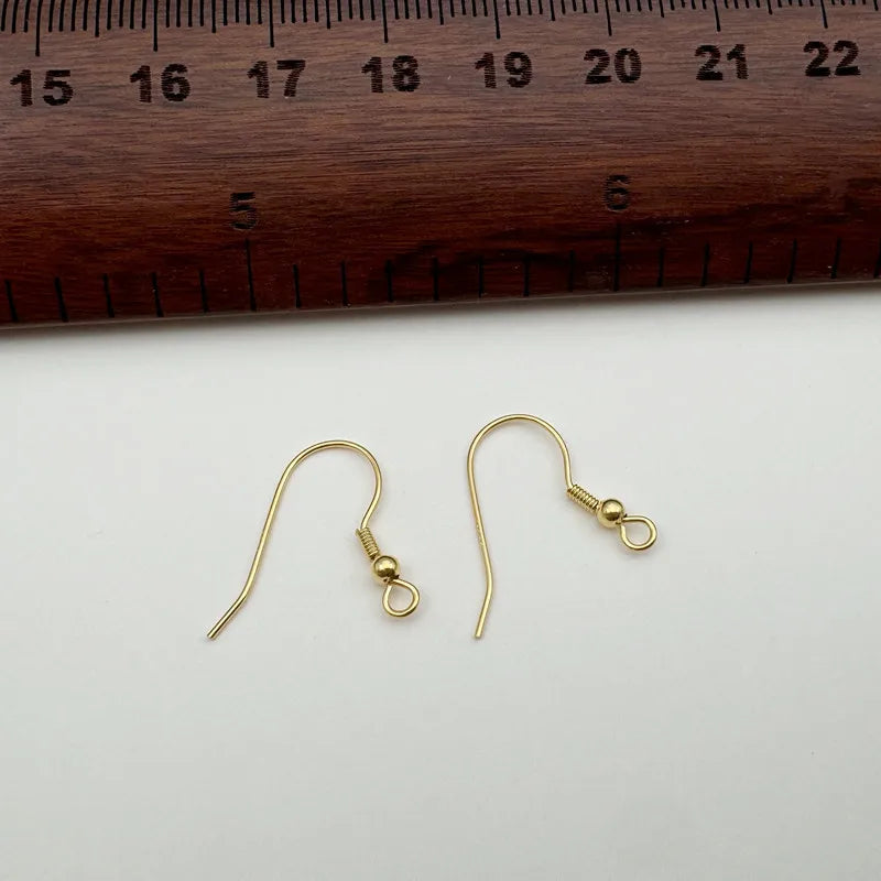 1Pair Solid 925 Sterling Silver Earring Hooks with Loop 18k Gold Color DIY Accessories Making Materials Finding