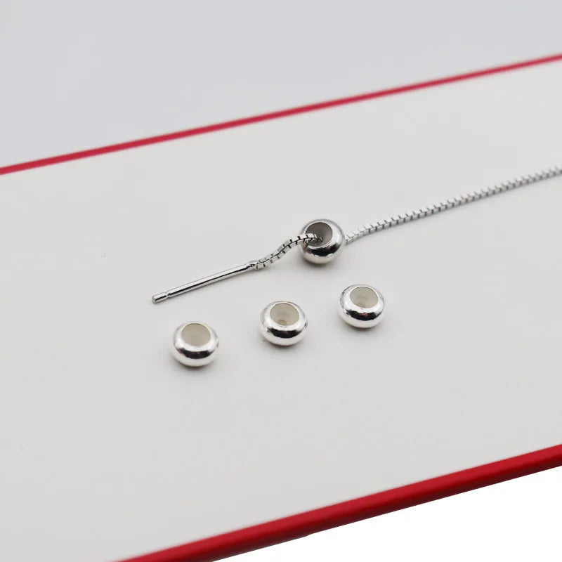 1PCS Solid 925 Sterling Silver Beads Rubber Inside Plug Telescopic DIY Jewelry Accessories Making Components Finding