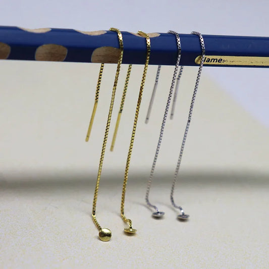 1 Pair Solid 925 Sterling Silver Earwire with Headpin EarThread Round Beads Jewelry Making DIY Finding Component Dangle Earring