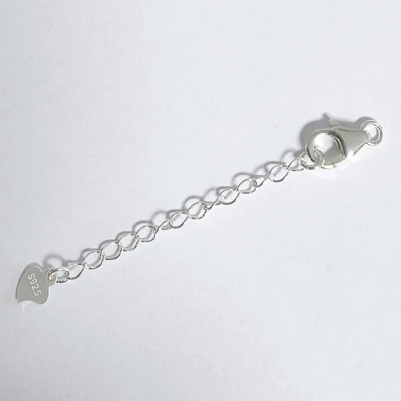 Solid 925 Sterling Silver 10mm Lobster Trigger Clasp with 5cm Extender Chain Plain Silver,Rhodium/Gold plated