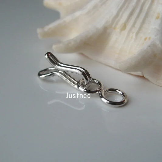 clasp,12mm (rhodium plated) solid 925 Sterling Silver hook-and-eye clasps for necklace/bracelet components, 1 piece/lot