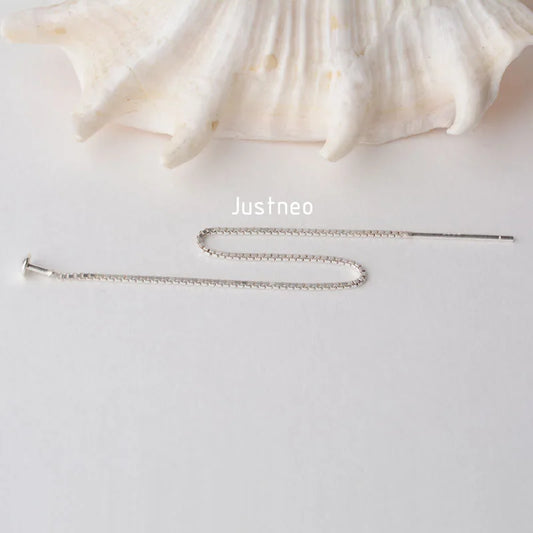 earwire,solid 925 sterling silver ear thread, Box Chain earring wire with Headpin