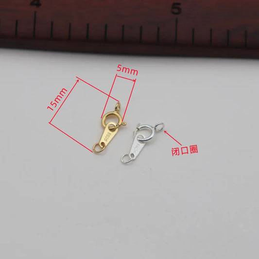 1Set Solid 925 Sterling Silver Double Hole Tag Clasp End Sring Necklace DIY Connector Bracelet String Components Finding