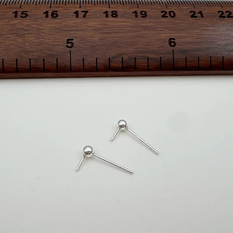 1Pair Solid 925 Sterling Silver 3mm Earring for Round Pearl beads DIY Accessories Making Components Finding