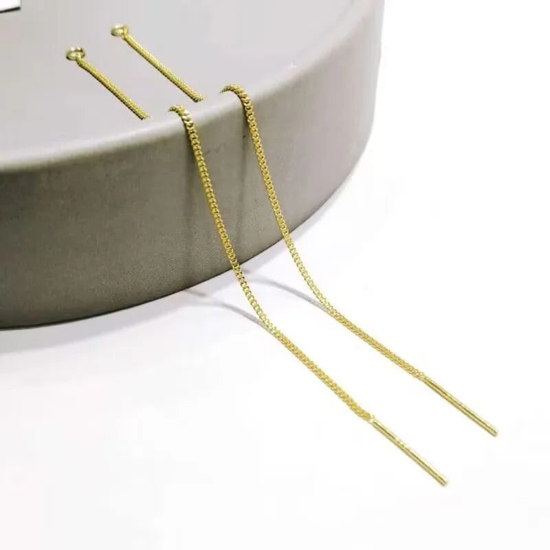 1Pair Solid 925 Sterling Silver 7cm Earring Simple DIY Accessories Women's Handmade Side Ear Thread Jewelry Making Components