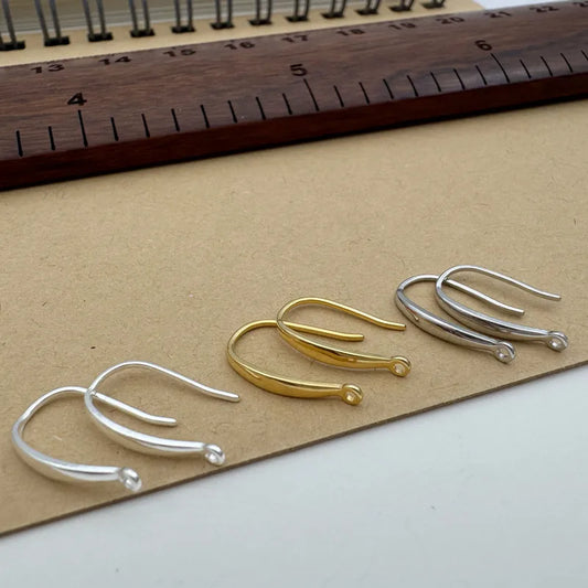 1Pair Solid 925 Sterling Silver Earring Hooks with Closed Jump Ring 18K Gold Color DIY Jewelry Accessories Finding