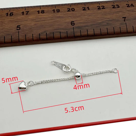 1PCS Solid 925 Sterling Silver Silicone Chopin Extended Chain Adjusting Chain Bracelet Necklace DIY Jewelry Finding