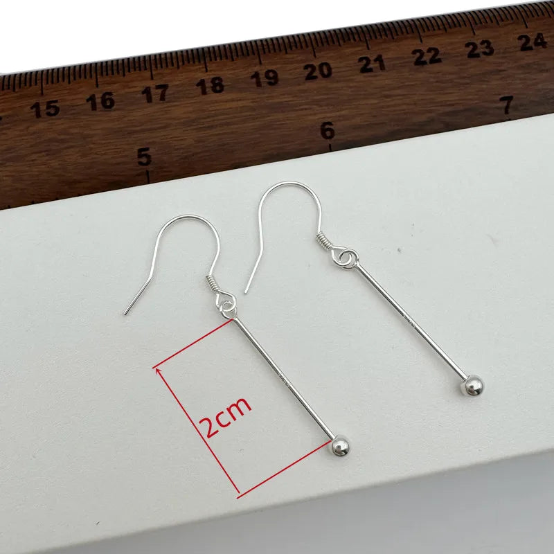1Pair Solid 925 Sterling Silver Earring Hooks with Neddles for Round Beads 10-15-20mm DIY Jewelry Making Accessories