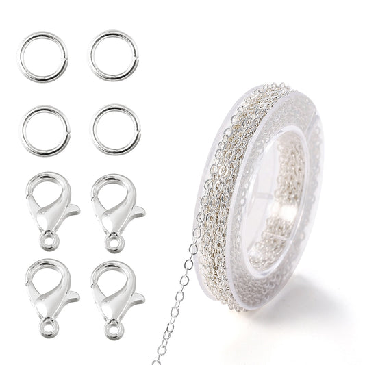 Alloy Link Chain With Jump Rings Lobster Clasps, 3Meter